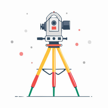 Illustration of a surveying total station on a tripod
