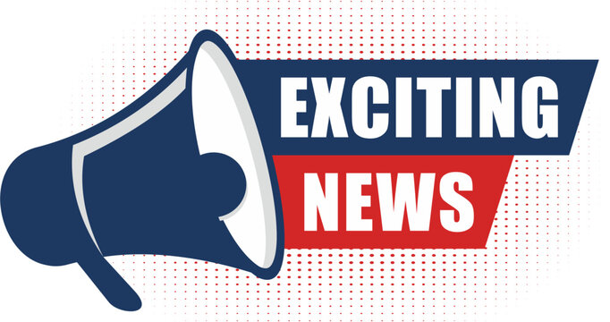 Exciting news with Megaphone banner template. Megaphone banner. Web design. Vector