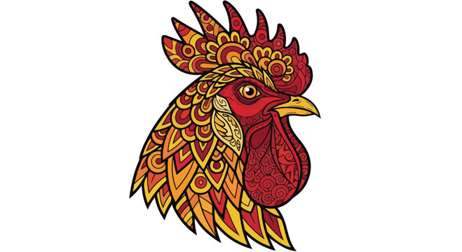Vibrant Rooster Head, Colorful Rooster Illustration, Rooster Vector, Animal Icon