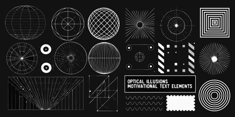 Fototapeta premium Collection of abstract geometric shapes and optical illusion elements