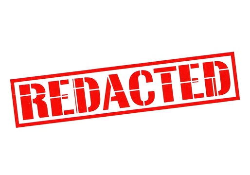 Redacted text in bold uppercase letters against a plain background isolated on transparent background