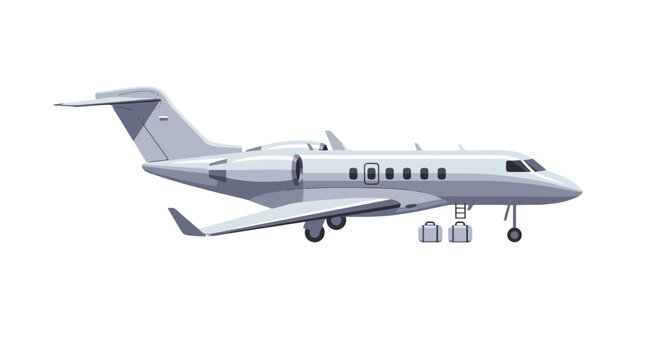 White business jet airplane parked on the tarmac.