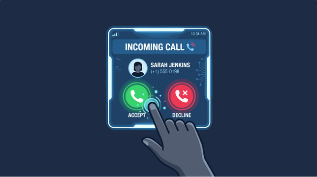 Hand Answering Incoming Telephone Call.