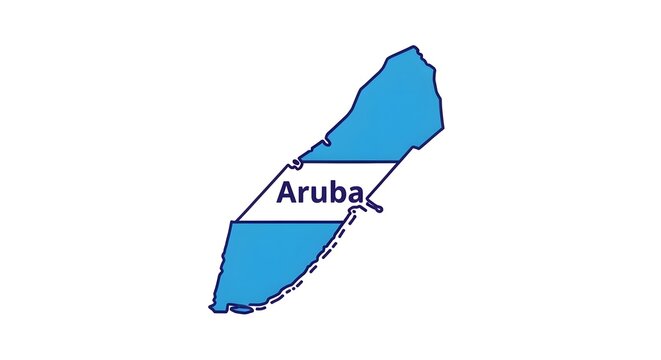 Vector map illustration of Aruba with blue color scheme