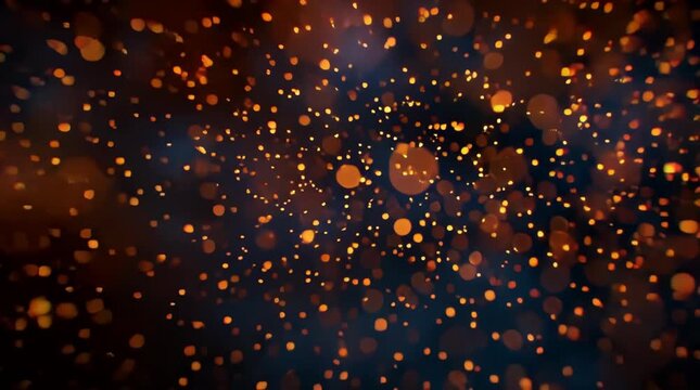 Shiny blue vector art illustration of glowing star particles and Christmas light patterns flickering on a night car window covered in bright water drops