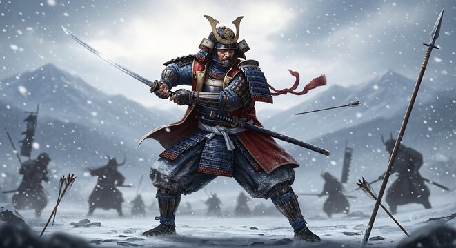 Samurai warrior in snow