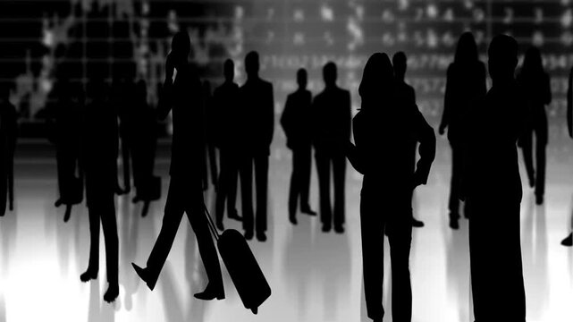 Black and white animation background for business and finance practitioners