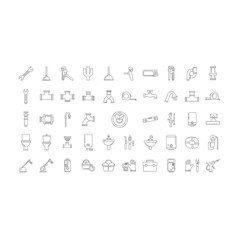 Obraz premium Diverse set of utility and repair icons in line drawing with maintenance