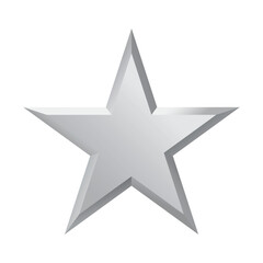 Obraz premium Realistic silver metallic 3D star isolated on white background. Glossy chrome style icon with reflective surface. Perfect for rating systems awards badges UI design premium quality marks and decorativ