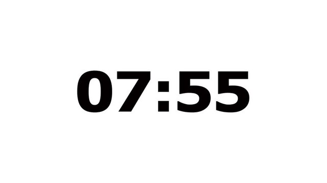 8 minutes countdown, 8 minute timer countdown animation, eight  minute countdown timer on white background.