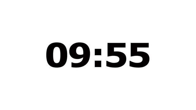 10 minutes countdown, 10 minute timer countdown animation, ten minute countdown timer on white background.