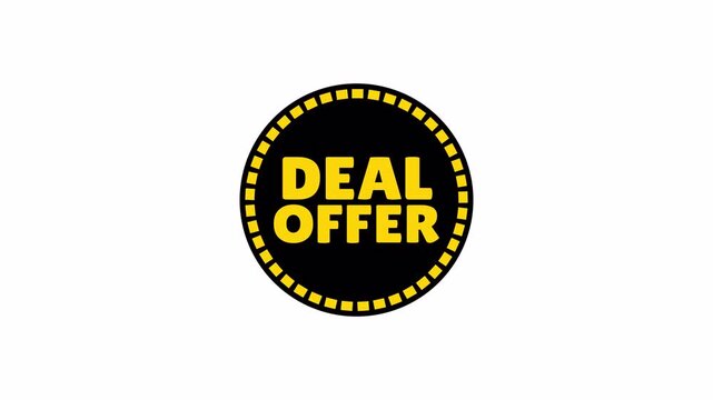 Deal offer badge animation with dotted circular border. Promotional discount label on dark background