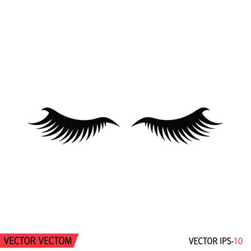 Minimalist black silhouette of closed eyes with long eyelashes.