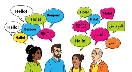 Diverse people greeting each other. © yaraa