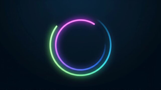Futuristic Glowing Neon Circular Loading Ring Animation Loop