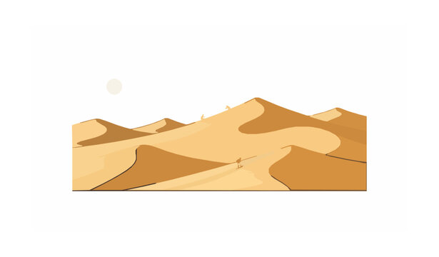 Lancelin Sand Dunes Western Australia Vector with Sandboarding Scene on Sunny Day Minimal Flat Design