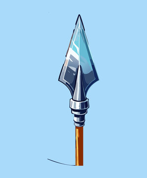 Sharp blue spear tip for elite guard weaponry and magical combat in high fantasy roleplaying games