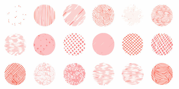 Collection of abstract pink oval shapes with varied textured patterns