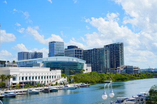 Tampa, FL, USA - 04 19 2026: Tampa downtown and Davis island landscape and convention center 