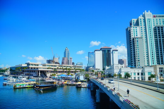 Tampa, FL, USA - 04 19 2026: Tampa downtown and Davis island landscape and convention center 