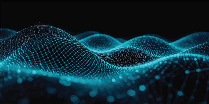 Abstract blue background featuring futuristic digital waves and light vector lines creates a professional motion texture for web design and business technology wallpaper