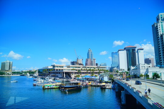 Tampa, FL, USA - 04 19 2026: Tampa downtown and Davis island landscape and convention center 