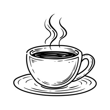 Hand Drawn Coffee Cup With Steam Morning Drink Vector Illustration