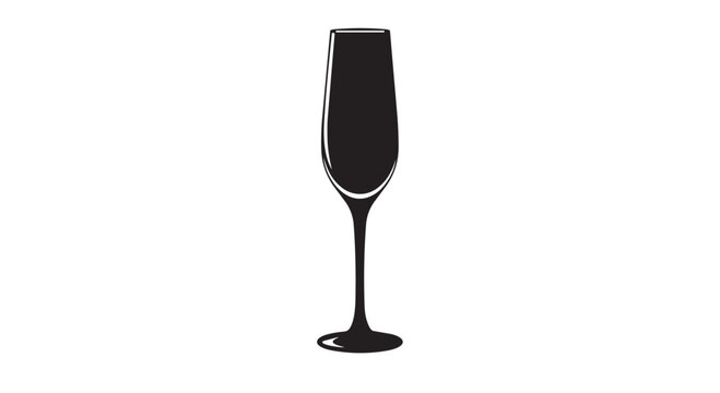 Black champagne flute glass vector illustration for celebration design