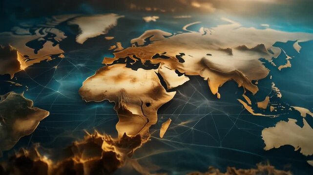 Global Digital Connectivity and Abstract World Map Generative AI