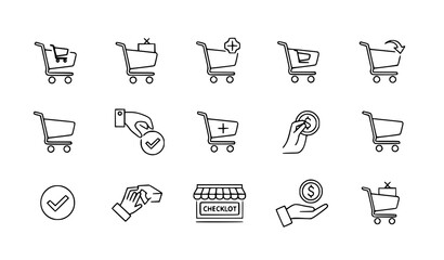 Ecommerce shopping cart icons editable stroke UI pack vector illustration isolated © MD HAJIRUDDIN