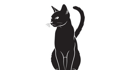 Black cat sitting with tail raised vector illustration design © Bokul