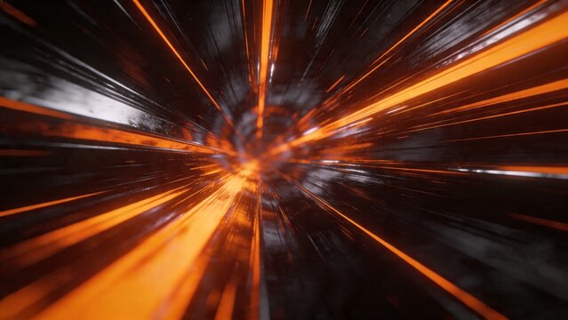 Abstract Light Streaks Converging To A Core Representing Rapid Progression and Forward Momentum