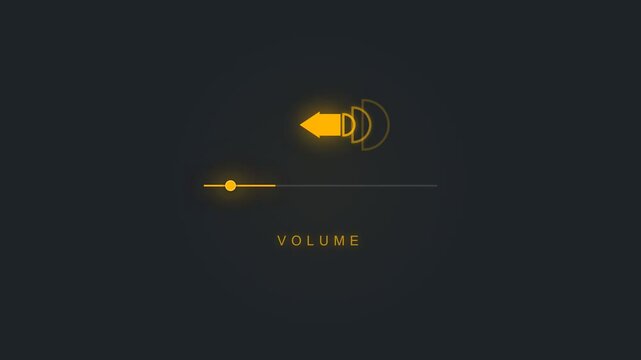 Digital volume slider interface animation with orange glowing elements on dark background for multimedia and software display