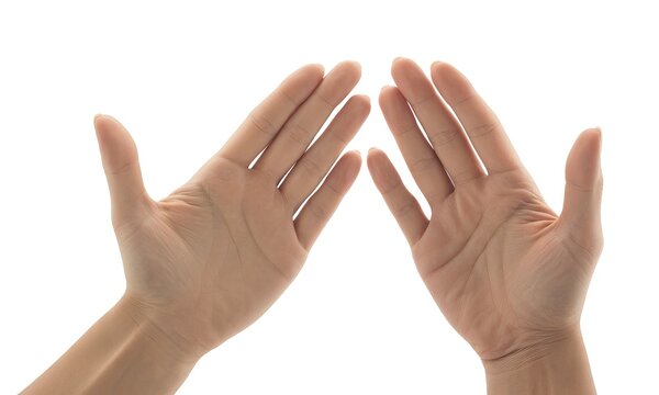Close-up of two hands with visible finger joints and tendons, skin texture visible fingers