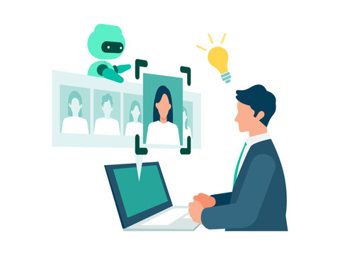 AI support system assisting professional businessman in CRM data analysis and customer management, digital technology for problem solving and business workflow optimization