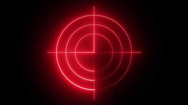 A glowing red targeting reticle with concentric circles on a black background