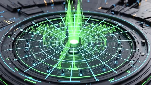 Futuristic Technology Interface with Green Laser Beam.