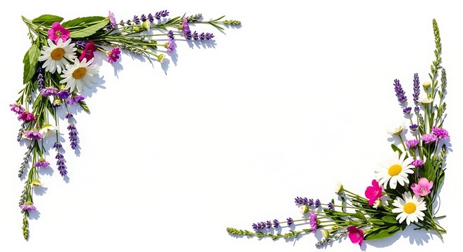 Colorful floral corner border design element.