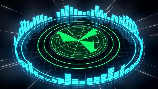 Radar Screen with Rotating Green Indicators.
