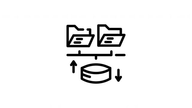 Data synchronization concept for folders uploading and downloading data from server. Perfect for it, technology, cloud computing, and data management designs.
