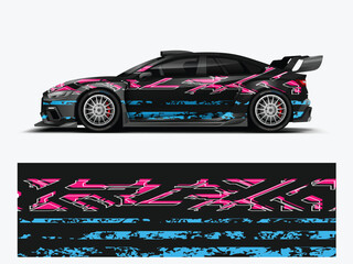Neon Cyber Racing Car Livery Wrap Pink Blue Abstract Design © black