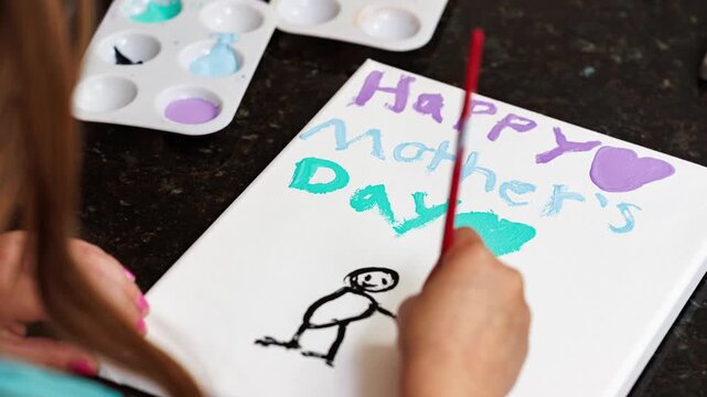 Child Painting Mothers Day Card Craft