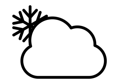 モノクロの雪のちくもり　シンプルなアイコン　単体　天気　ベクターイラスト	