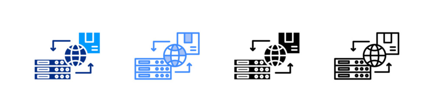 Master Data Multiple Style Icon Set Vector 
