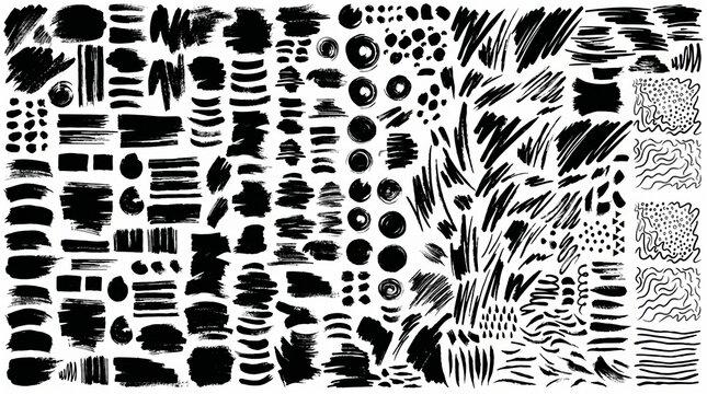 Ultimate Collection of 100+ Hand Drawn Ink Blots Brush Strokes and Abstract Geometric Shapes for Creative Texture Design