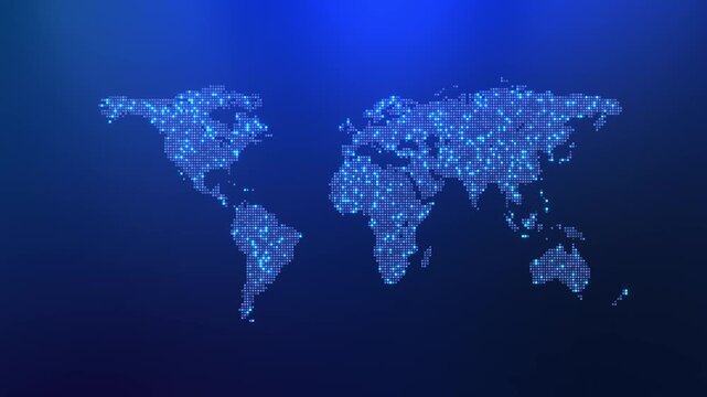 Map with Stock market Global earth map rotating 3D 4K Digital animation. World breaking news Studio Background for stock market news report and breaking news on world live report. Business