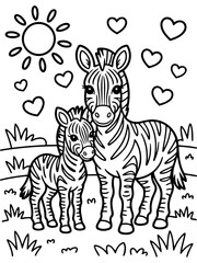Obraz premium Zebra bond of Love: A heartwarming depiction of a loving zebra parent and their offspring, with tender expressions of affection and protective nature.