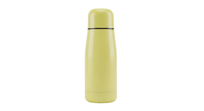 Yellow Thermos Flask Close Up.