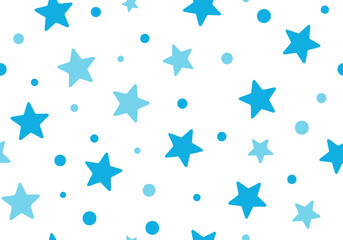 Obraz premium Seamless Blue Stars and Dots Pattern on White Background for Nursery Wallpaper and Baby Boy Fabric Design