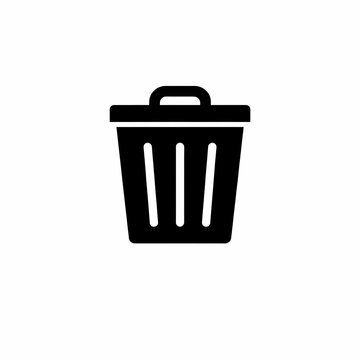 A black trash can icon on a white background silhouette